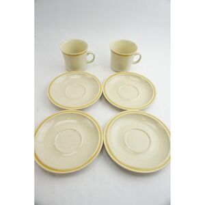 Hearthside Garden Festival Cup Saucer Set 6pc Cream Yellow Stoneware Japan Good